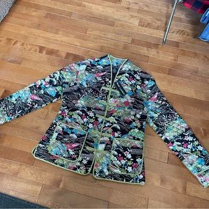 New Ann Carson Printed Silk Lightweight Jacket